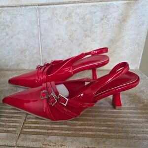Elegant Red Patent Slingback Heels